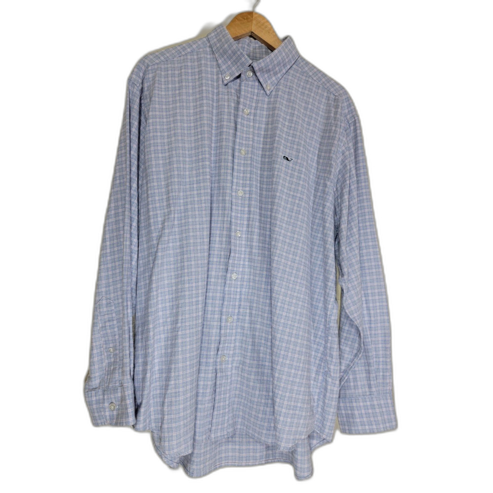 Vineyard Vines Men's Blue Plaid Long Sleeve Button Shirt - XL